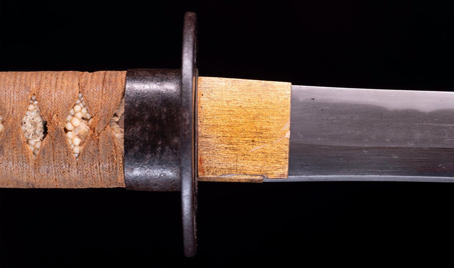 Japanese Gendaitō Katana Sword with Iron Sukashi Tsuba and Feather Menuki, by Kazunori, Dated 1942