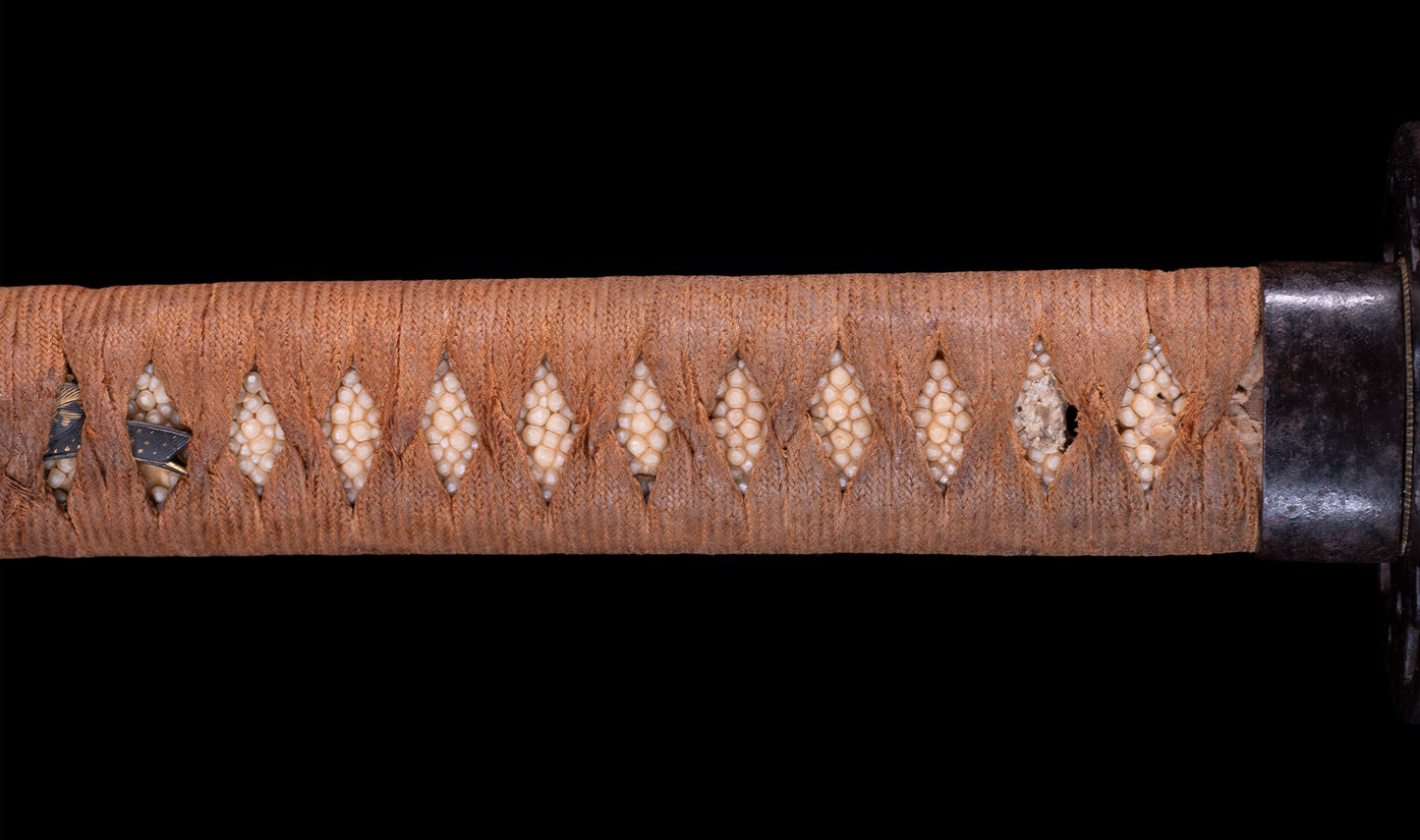 Japanese Gendaitō Katana Sword with Iron Sukashi Tsuba and Feather Menuki, by Kazunori, Dated 1942