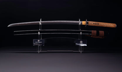 Japanese Gendaitō Katana Sword with Iron Sukashi Tsuba and Feather Menuki, by Kazunori, Dated 1942
