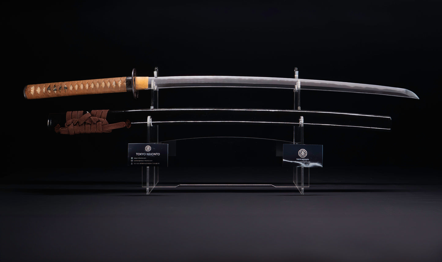 Japanese Gendaitō Katana Sword with Iron Sukashi Tsuba and Feather Menuki, by Kazunori, Dated 1942