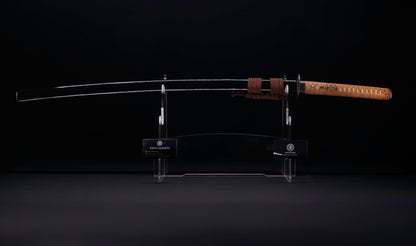 Japanese Gendaitō Katana Sword with Iron Sukashi Tsuba and Feather Menuki, by Kazunori, Dated 1942