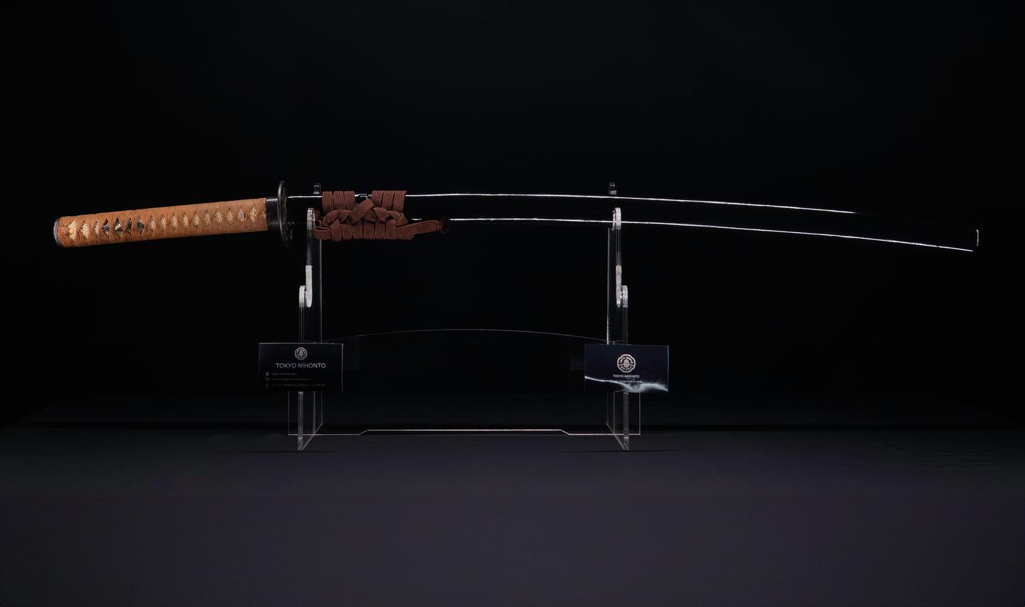 Japanese Gendaitō Katana Sword with Iron Sukashi Tsuba and Feather Menuki, by Kazunori, Dated 1942