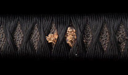 Antique Japanese Katana Sword with Gold Shishi Menuki and Iron Tsuba, Attributed to Sue-Seki — NBTHK Hozon