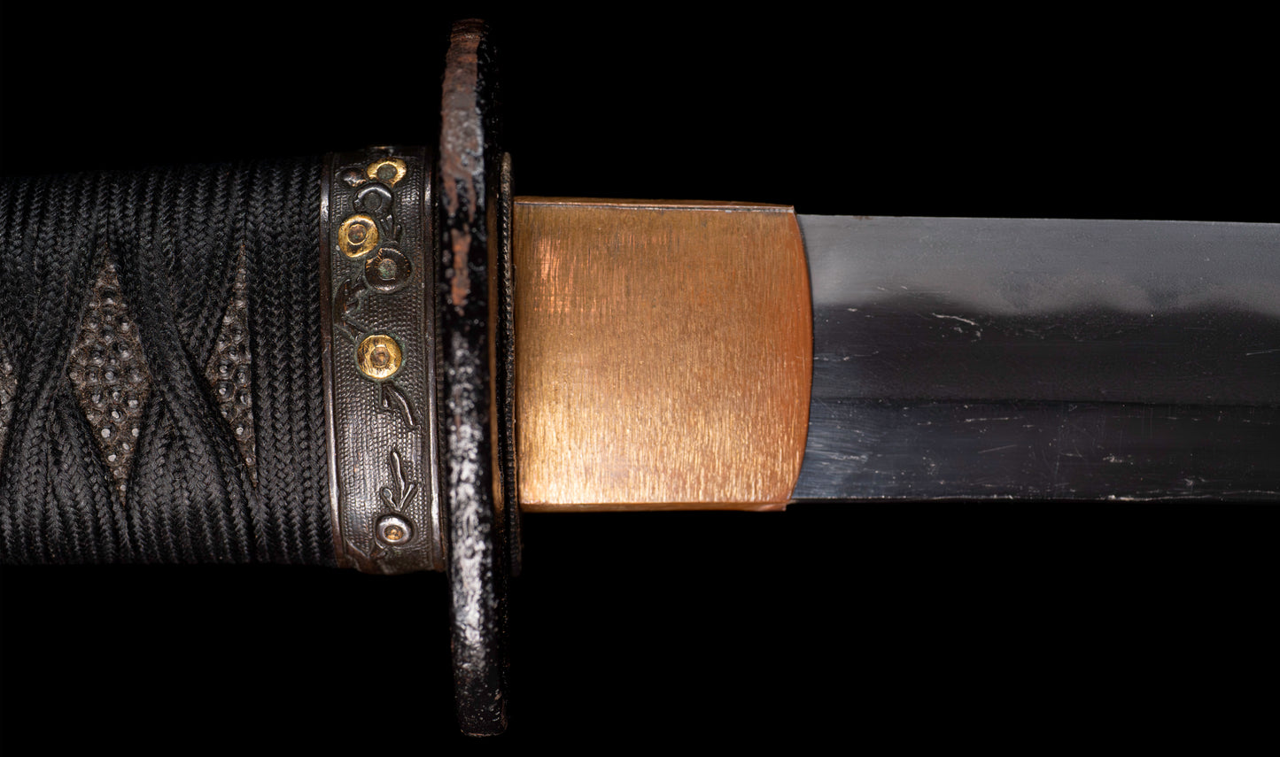 Antique Japanese Katana Sword with Gold Shishi Menuki and Iron Tsuba, Attributed to Sue-Seki — NBTHK Hozon