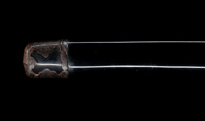 Antique Japanese Katana Sword with Handachi Koshirae and Gold-Inlaid Iron Tsuba, Mumei