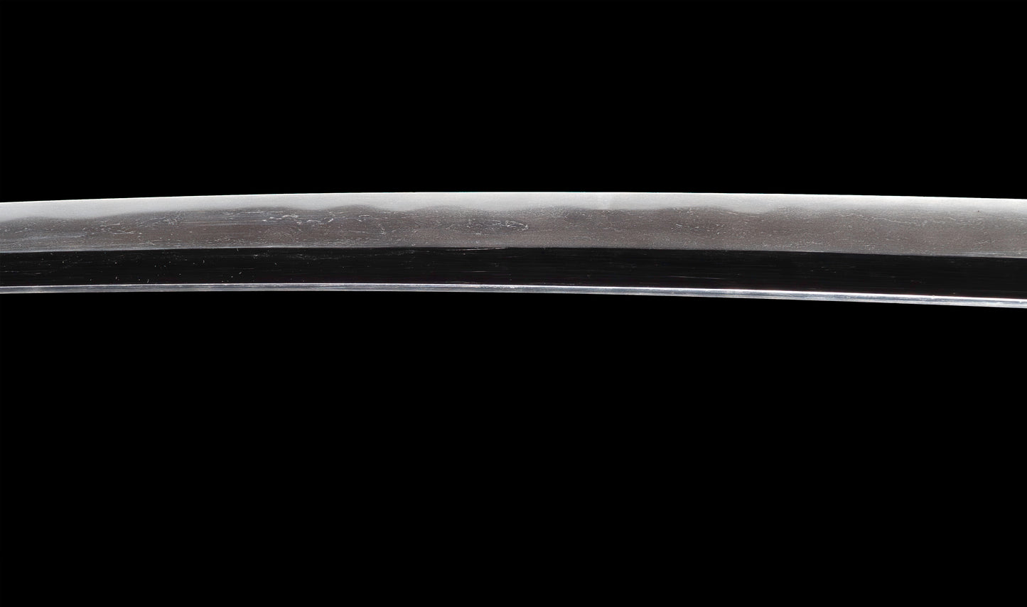 Antique Japanese Katana Sword with Handachi Koshirae and Gold-Inlaid Iron Tsuba, Mumei