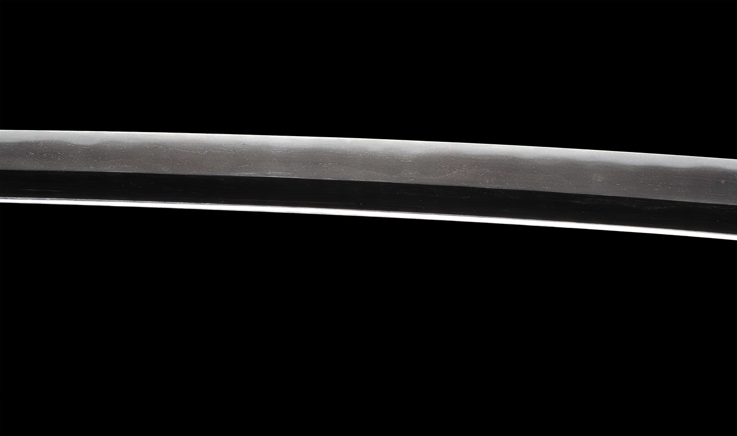 Antique Japanese Katana Sword with Handachi Koshirae and Gold-Inlaid Iron Tsuba, Mumei