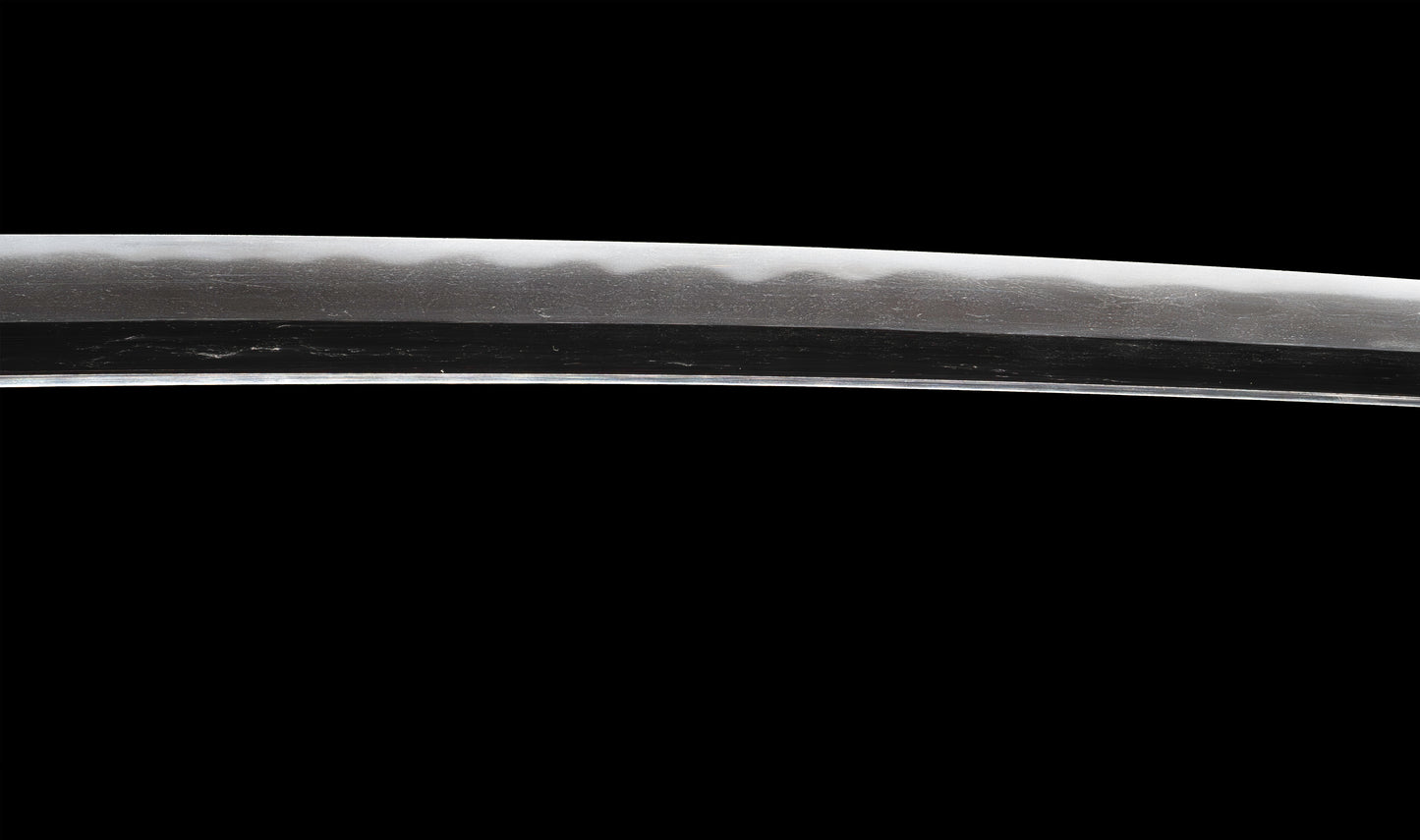 Antique Japanese Katana Sword with Handachi Koshirae and Gold-Inlaid Iron Tsuba, Mumei