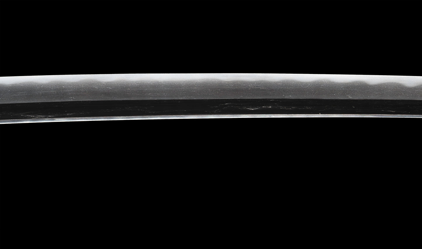 Antique Japanese Katana Sword with Handachi Koshirae and Gold-Inlaid Iron Tsuba, Mumei