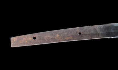 Antique Japanese Katana Sword with Handachi Koshirae and Gold-Inlaid Iron Tsuba, Mumei