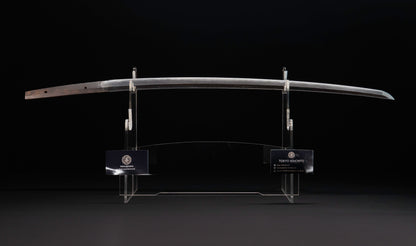 Antique Japanese Katana Sword with Handachi Koshirae and Gold-Inlaid Iron Tsuba, Mumei