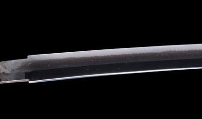 Antiker japanischer Katana mit Gunome Hamon und schwarzem Roiro Koshirae von Ichimune Nagamitsu
