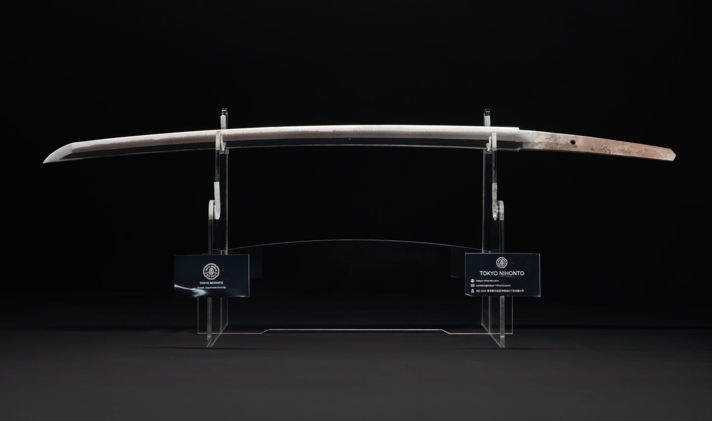 Antiker japanischer Katana mit Gunome Hamon und schwarzem Roiro Koshirae von Ichimune Nagamitsu