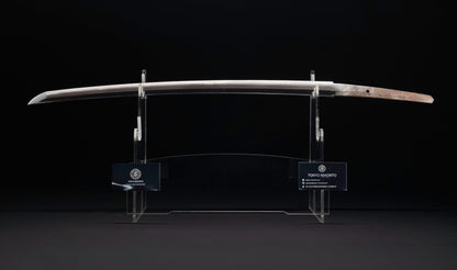 Antiker japanischer Katana mit Gunome Hamon und schwarzem Roiro Koshirae von Ichimune Nagamitsu