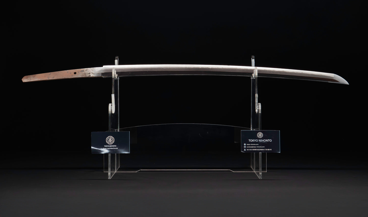 Antiker japanischer Katana mit Gunome Hamon und schwarzem Roiro Koshirae von Ichimune Nagamitsu