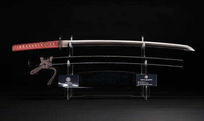 Antiker japanischer Katana mit Gunome Hamon und schwarzem Roiro Koshirae von Ichimune Nagamitsu