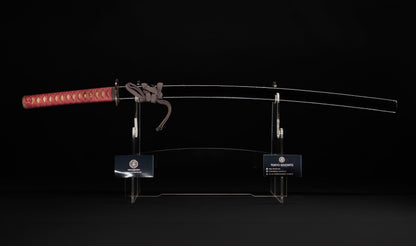 Antiker japanischer Katana mit Gunome Hamon und schwarzem Roiro Koshirae von Ichimune Nagamitsu