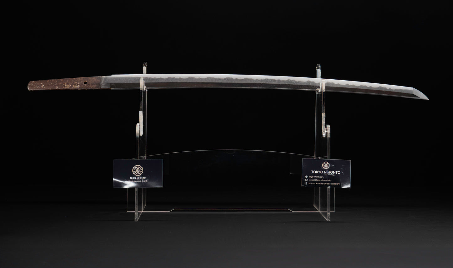 Antique Japanese Katana Sword signed Tsunahiro with Gold Dragon Menuki, Russet Lacquer Saya - NBTHK Hozon