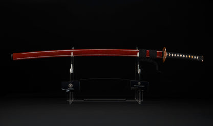Antique Japanese Katana Sword signed Tsunahiro with Gold Dragon Menuki, Russet Lacquer Saya - NBTHK Hozon