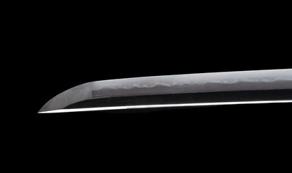 Katana antique japonais par Tanba-no-kami Terukado avec saya à laque dorée, tsuba en fer mokkō et hamon notare - NBTHK Hozon