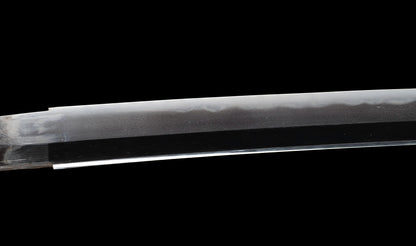 Katana antique japonais par Tanba-no-kami Terukado avec saya à laque dorée, tsuba en fer mokkō et hamon notare - NBTHK Hozon