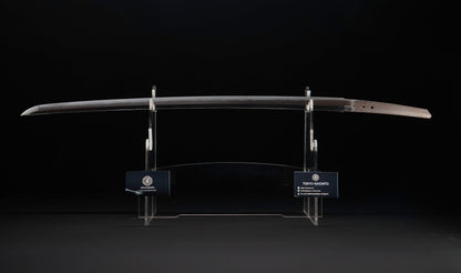 Katana antique japonais par Tanba-no-kami Terukado avec saya à laque dorée, tsuba en fer mokkō et hamon notare - NBTHK Hozon