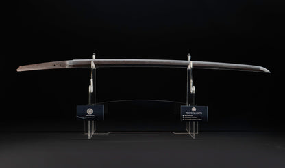 Katana antique japonais par Tanba-no-kami Terukado avec saya à laque dorée, tsuba en fer mokkō et hamon notare - NBTHK Hozon