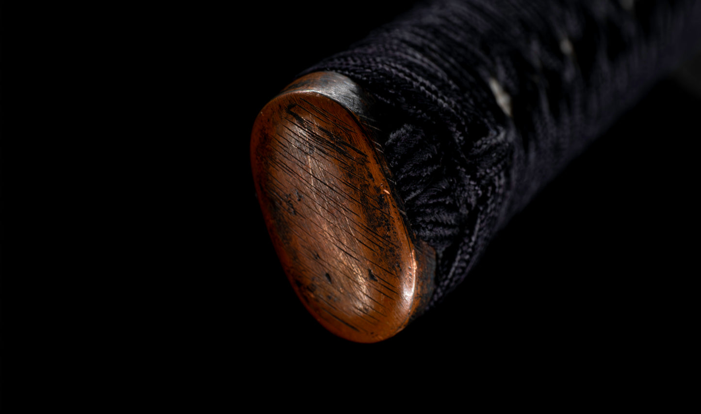 Katana japonais antique, signé Jumyo à lame ubu avec koshirae noir roiro - NBTHK Hozon