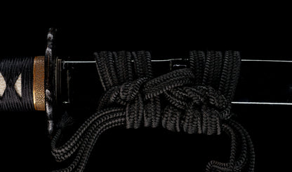 Katana japonais antique, signé Jumyo à lame ubu avec koshirae noir roiro - NBTHK Hozon