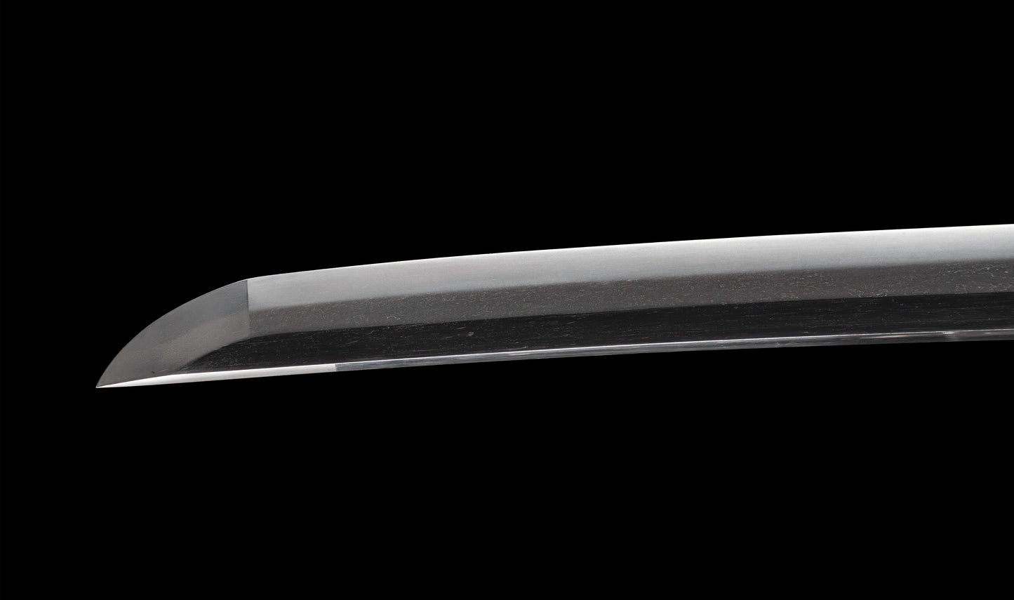 Katana japonais antique, signé Jumyo à lame ubu avec koshirae noir roiro - NBTHK Hozon
