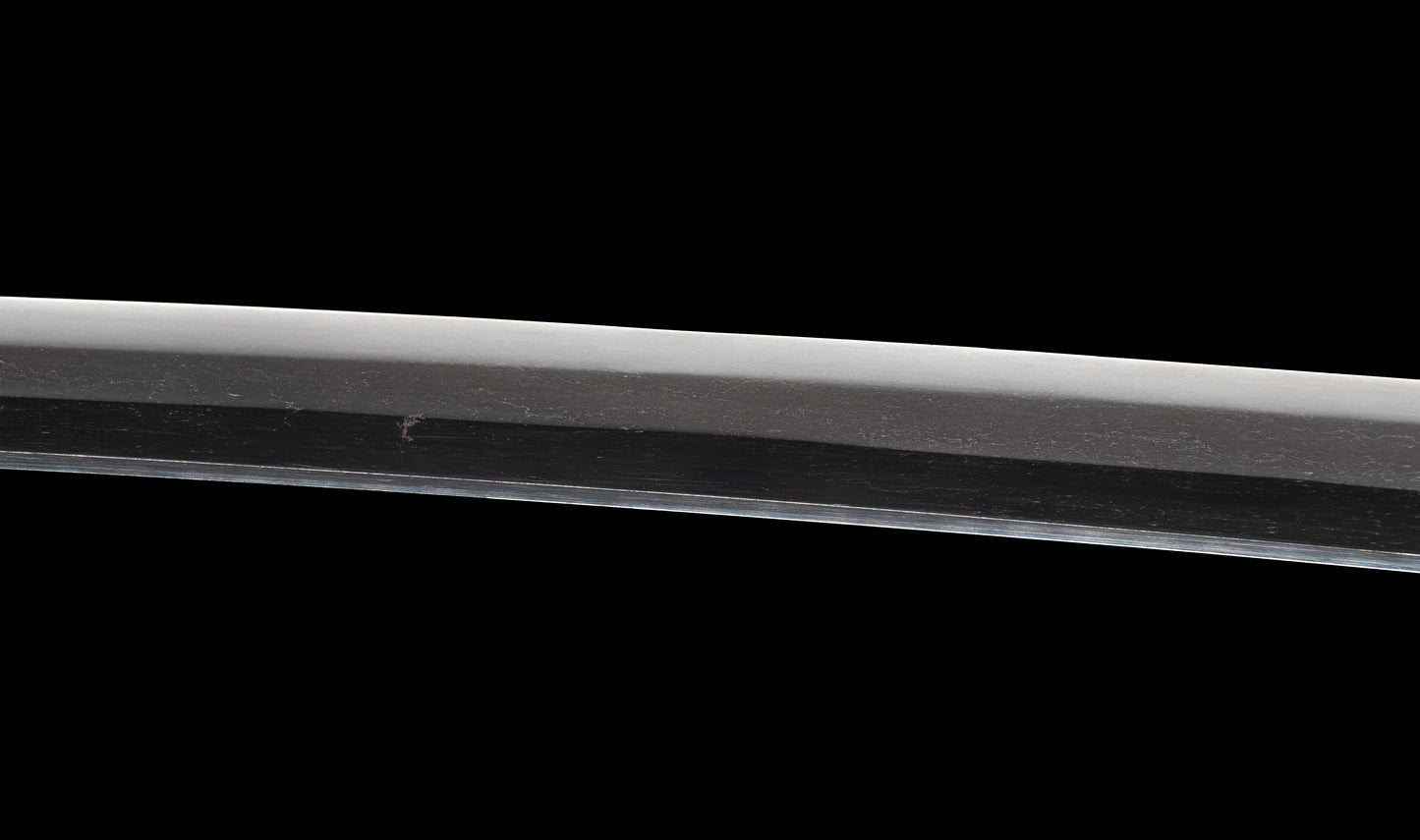 Katana japonais antique, signé Jumyo à lame ubu avec koshirae noir roiro - NBTHK Hozon