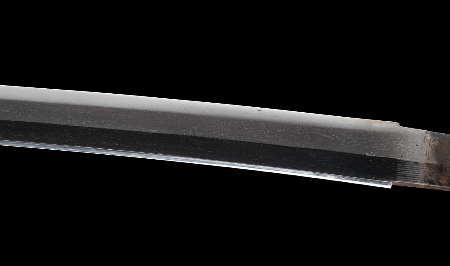 Katana japonais antique, signé Jumyo à lame ubu avec koshirae noir roiro - NBTHK Hozon