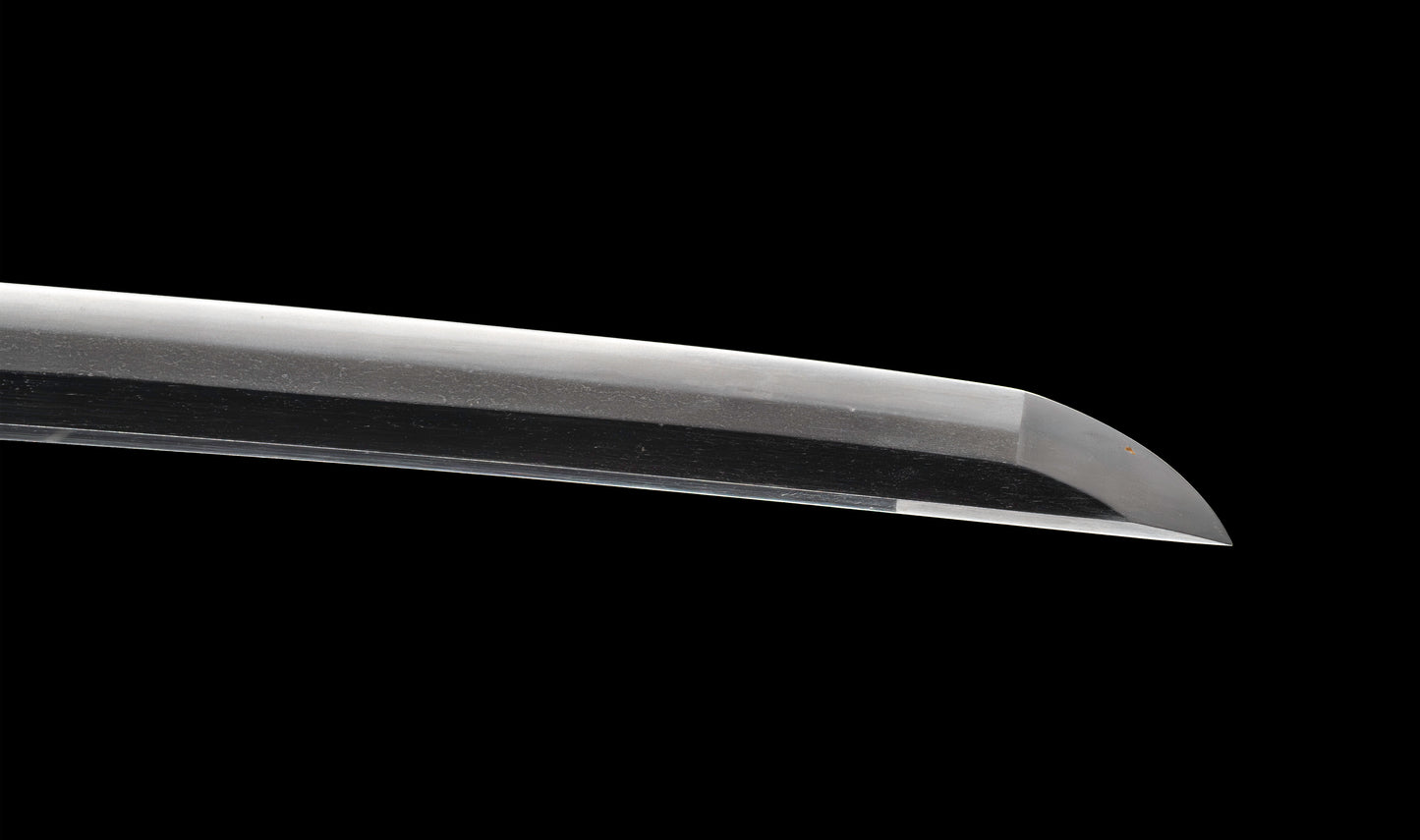Katana japonais antique, signé Jumyo à lame ubu avec koshirae noir roiro - NBTHK Hozon