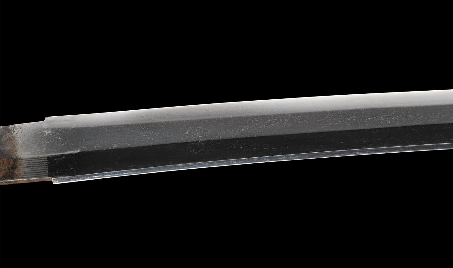 Katana japonais antique, signé Jumyo à lame ubu avec koshirae noir roiro - NBTHK Hozon