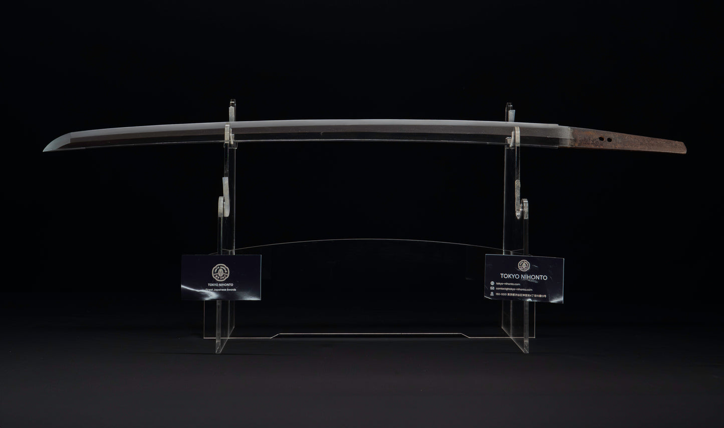 Katana japonais antique, signé Jumyo à lame ubu avec koshirae noir roiro - NBTHK Hozon