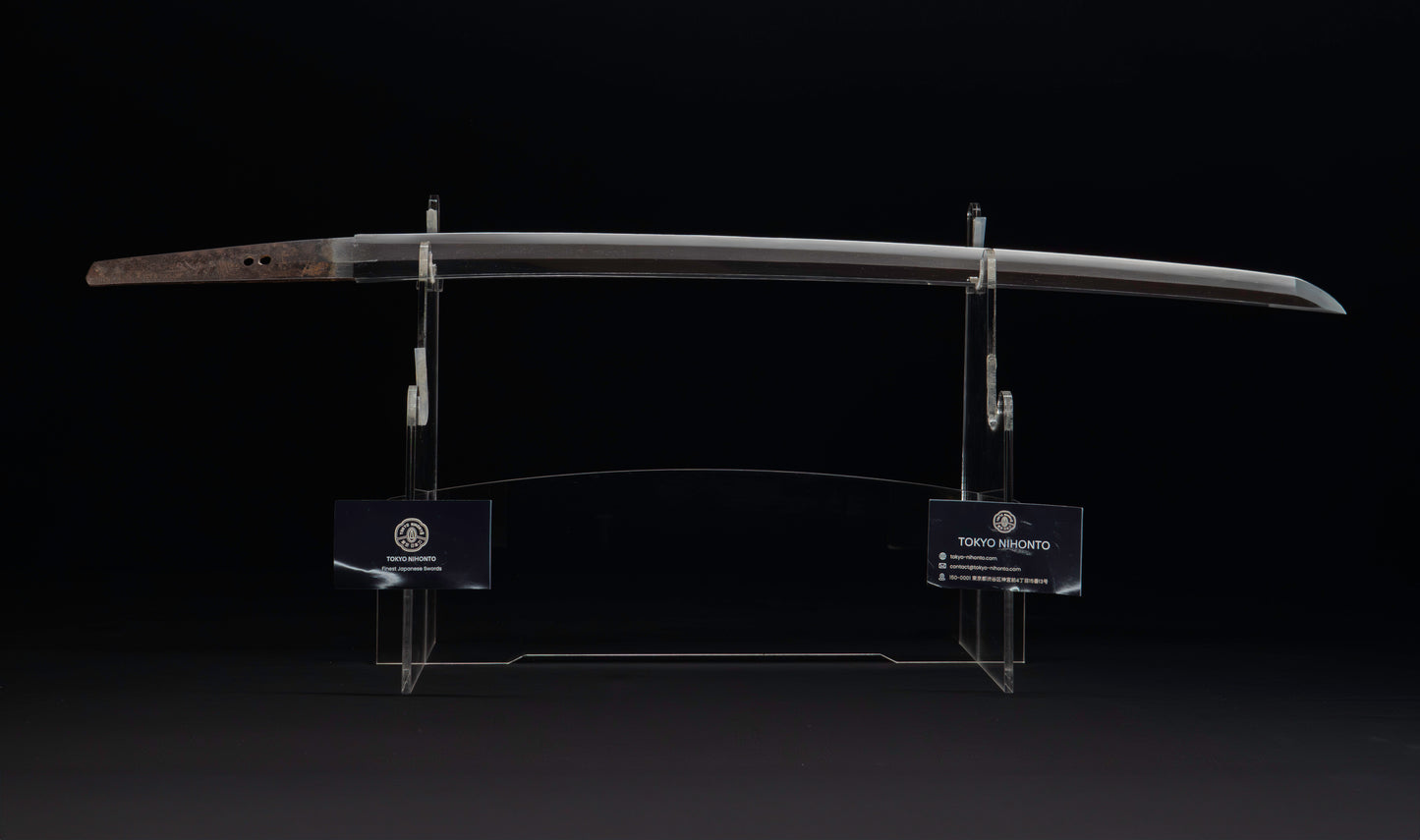Katana japonais antique, signé Jumyo à lame ubu avec koshirae noir roiro - NBTHK Hozon