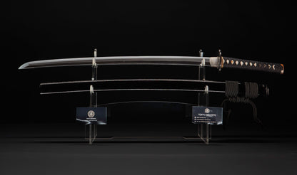 Katana japonais antique, signé Jumyo à lame ubu avec koshirae noir roiro - NBTHK Hozon
