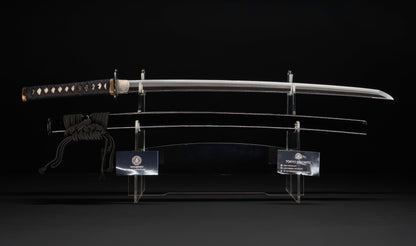 Katana japonais antique, signé Jumyo à lame ubu avec koshirae noir roiro - NBTHK Hozon