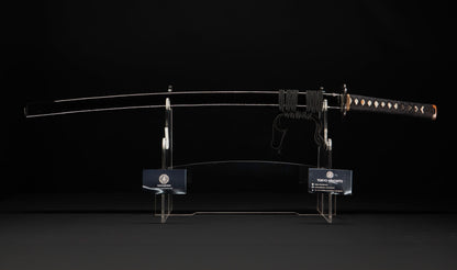 Katana japonais antique, signé Jumyo à lame ubu avec koshirae noir roiro - NBTHK Hozon