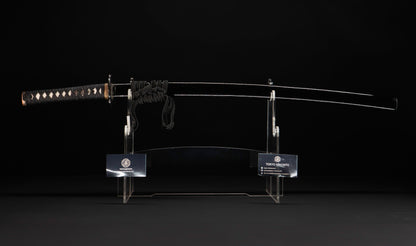 Katana japonais antique, signé Jumyo à lame ubu avec koshirae noir roiro - NBTHK Hozon