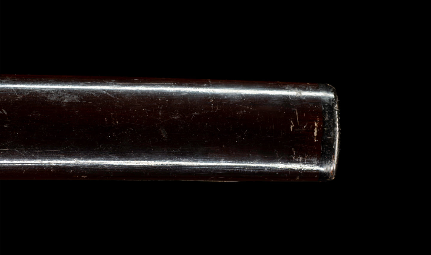 Antiguo katana japonés con hamon gunome, tsuba de hierro namban y menuki karashishi dorados atribuido a Taira Takada - NBTHK Hozon