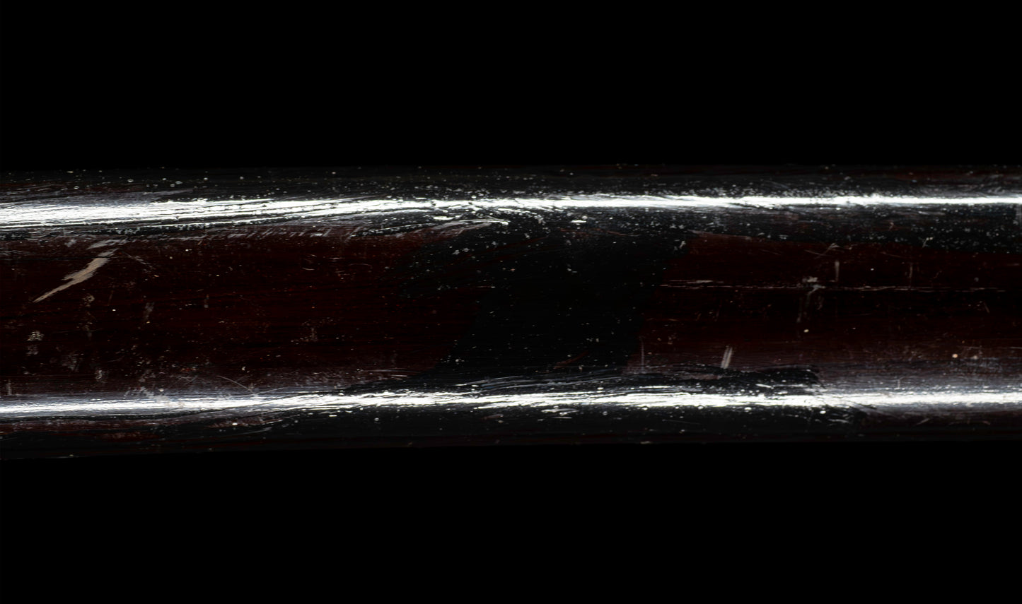 Antiguo katana japonés con hamon gunome, tsuba de hierro namban y menuki karashishi dorados atribuido a Taira Takada - NBTHK Hozon