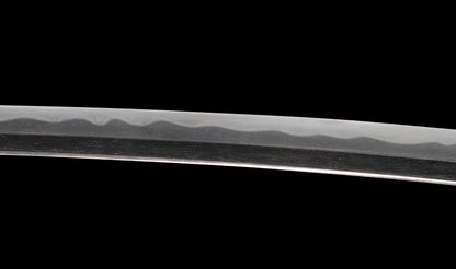 Antiguo katana japonés con hamon gunome, tsuba de hierro namban y menuki karashishi dorados atribuido a Taira Takada - NBTHK Hozon