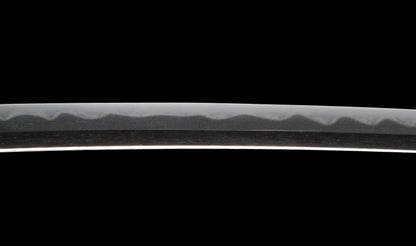 Antiguo katana japonés con hamon gunome, tsuba de hierro namban y menuki karashishi dorados atribuido a Taira Takada - NBTHK Hozon
