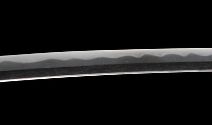 Antiguo katana japonés con hamon gunome, tsuba de hierro namban y menuki karashishi dorados atribuido a Taira Takada - NBTHK Hozon