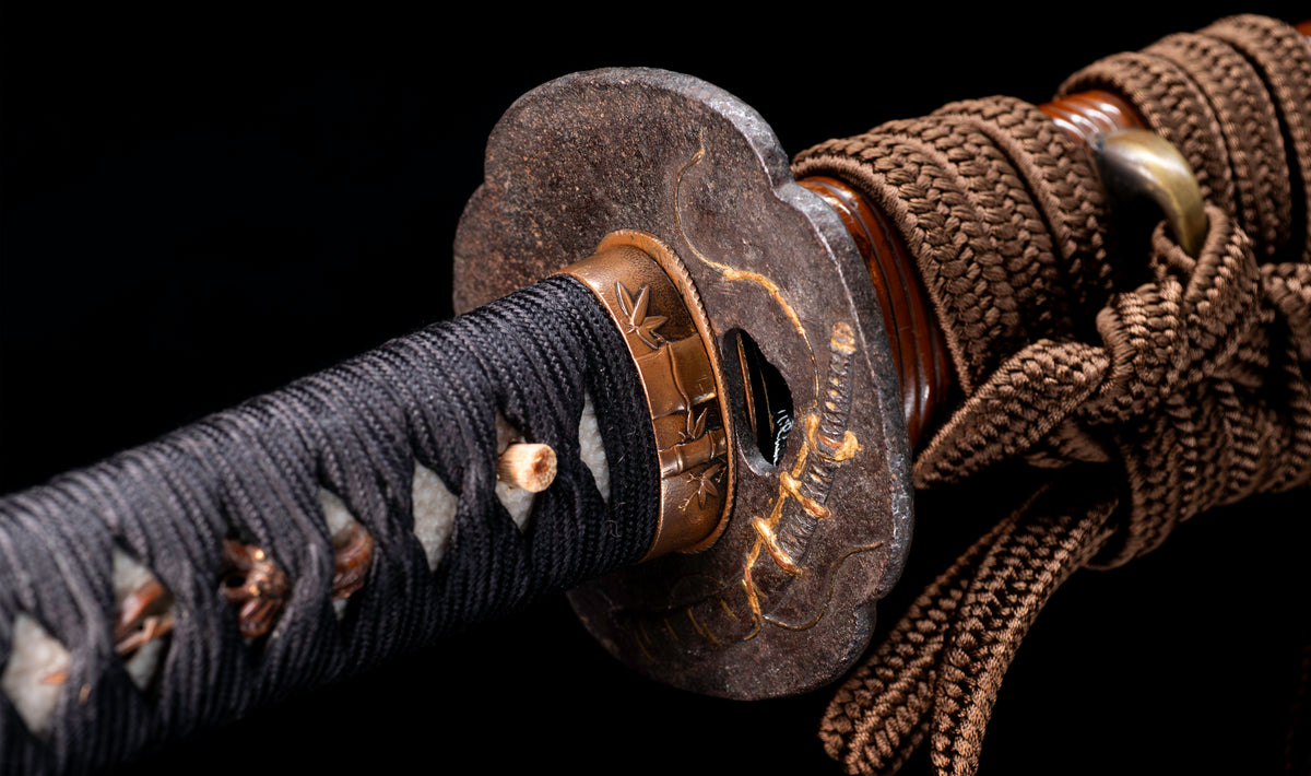 Antique Japanese Katana Sword attributed to the Fujiwara Takada School with Long 76 cm Nagasa, Suguha Hamon and Dragon Menuki - NBTHK Hozon