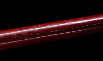 Antique Japanese Katana Sword with Vermilion Lacquer Saya, Sparrow Fuchi-Kashira and Gilt Menuki