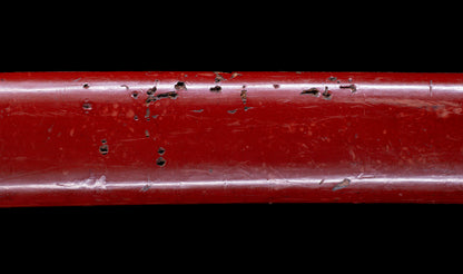 Antique Japanese Katana Sword with Vermilion Lacquer Saya, Sparrow Fuchi-Kashira and Gilt Menuki