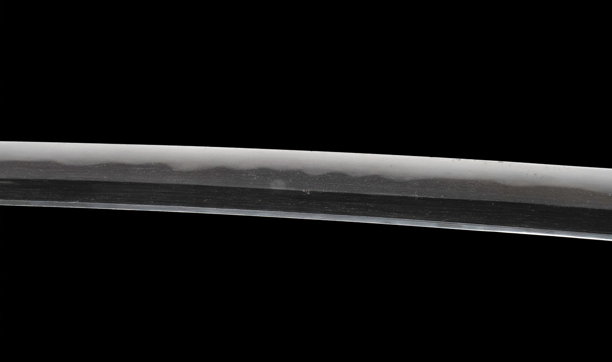 Antique Japanese Katana Sword with Vermilion Lacquer Saya, Sparrow Fuchi-Kashira and Gilt Menuki