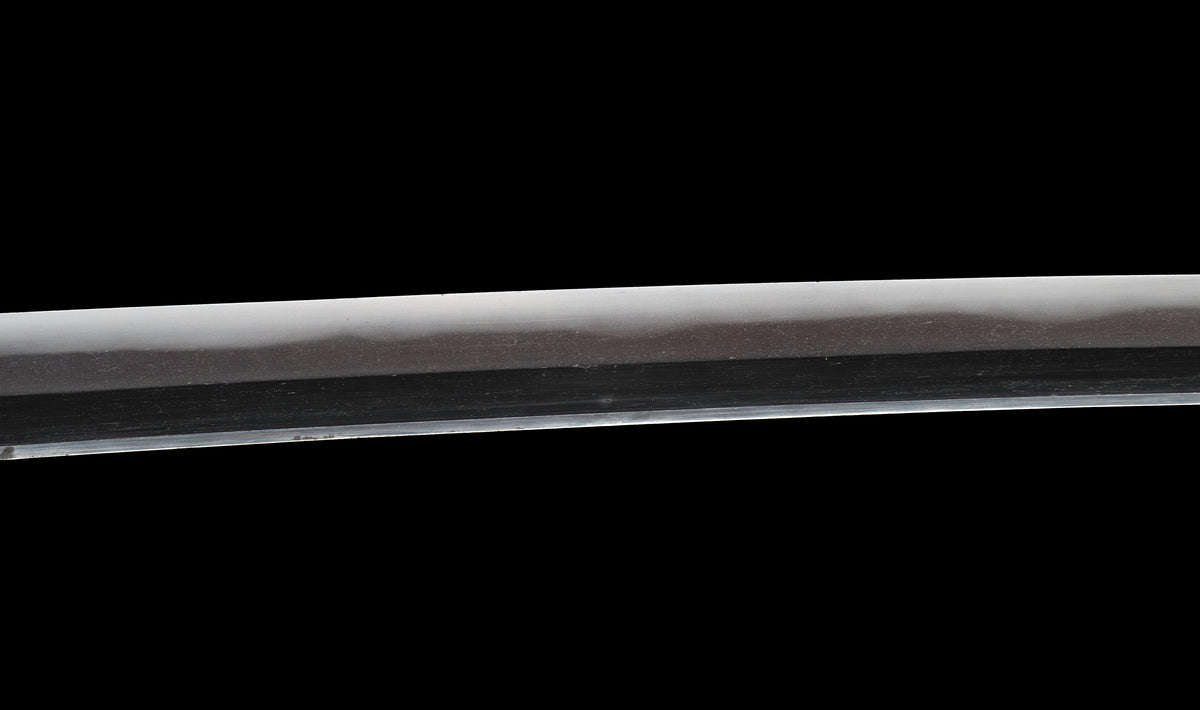 Antique Japanese Katana Sword with Vermilion Lacquer Saya, Sparrow Fuchi-Kashira and Gilt Menuki